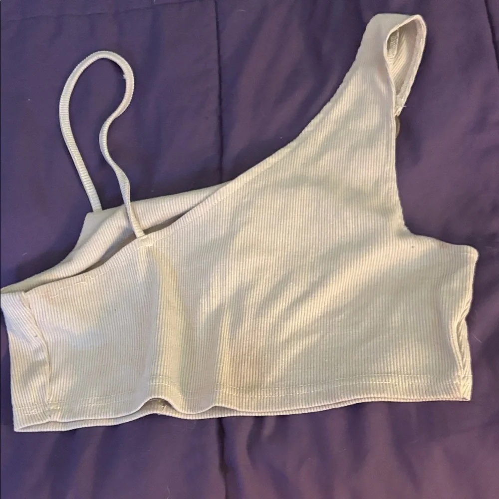 Asymmetrical Ribbed Crop Top - Picture 1 of 1